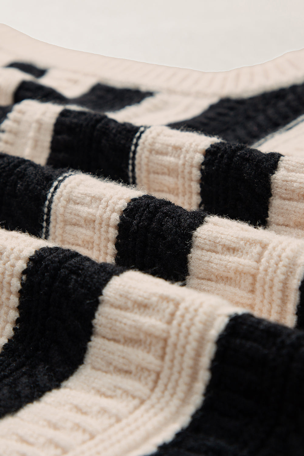 Black Stripe Ribbed Trim Knitted Tank Top