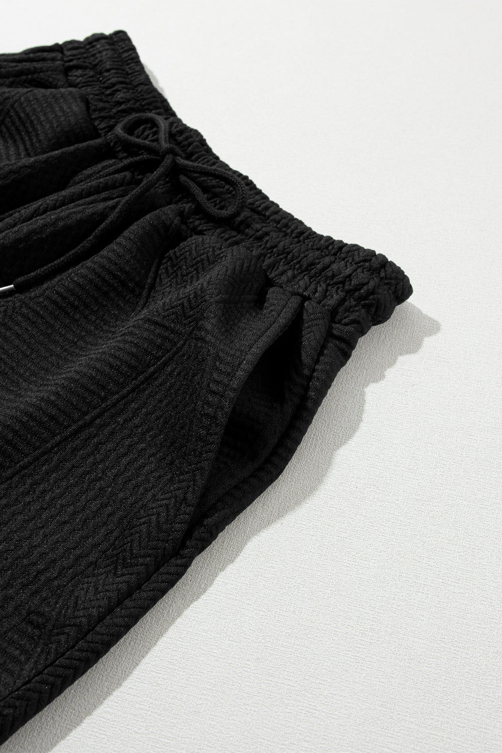 Skobeloff Textured Ruffle Split Top and Drawstring Shorts