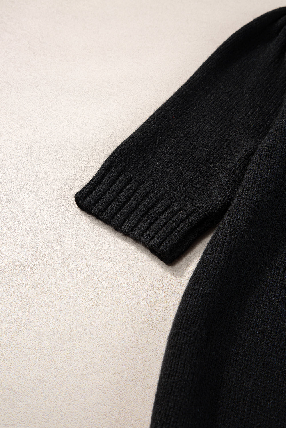 Black Knotted Keyhole Nape Short Sleeve Knit Sweater