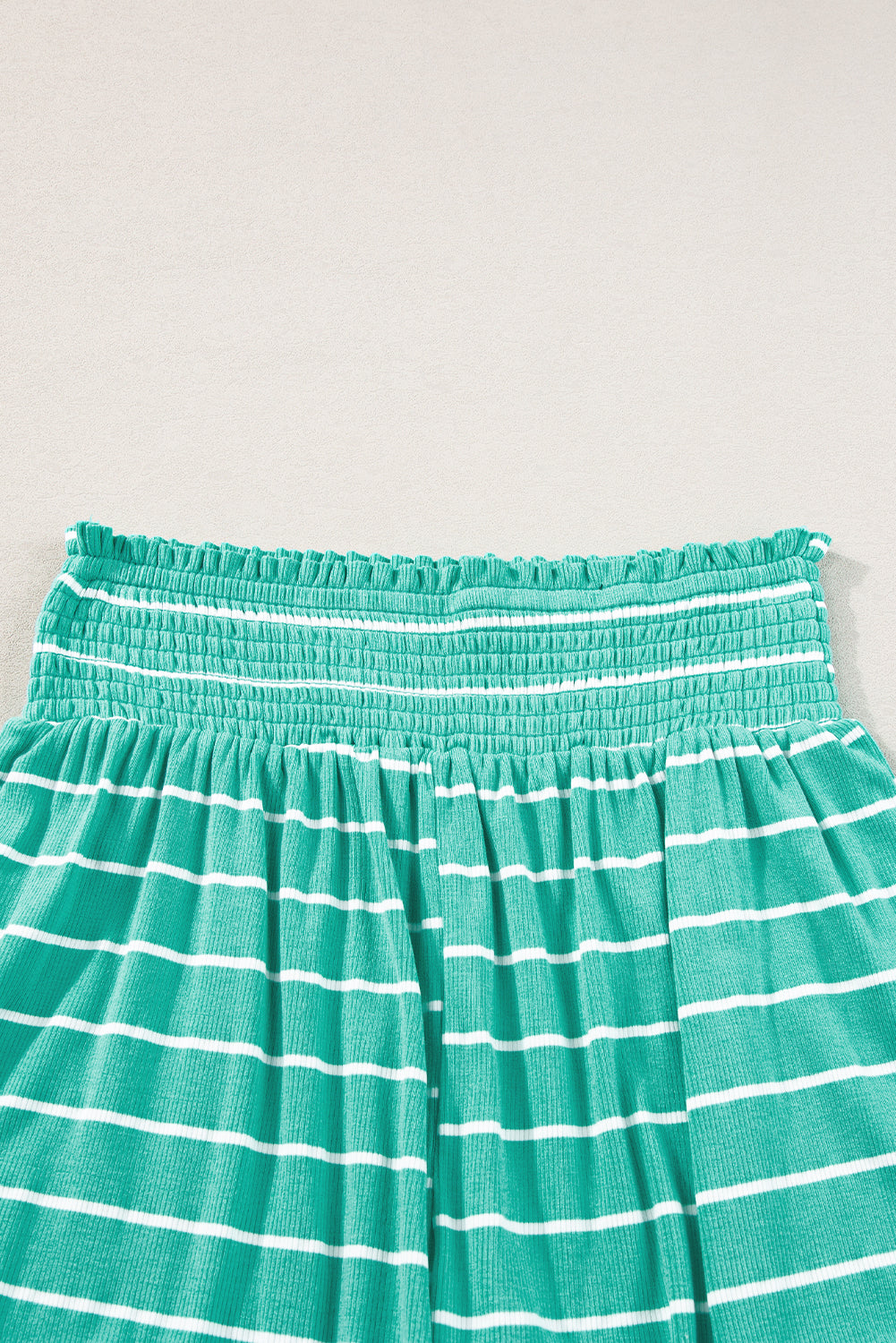 Green Stripe U Neck Crop Cami Top and Shorts Outfit