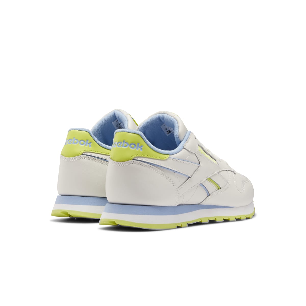 REEBOK EF3277 CL LTHR WMN'S (Medium) Chalk/Blue/Yellow Leather Lifestyle Shoes