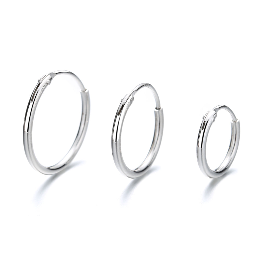 14K Gold Hoop Earrings Set of 3 Sizes