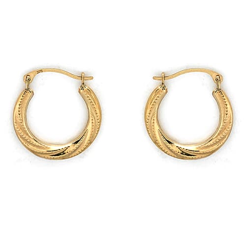 10kt. Yellow Gold Round Swirl Hoop Earrings