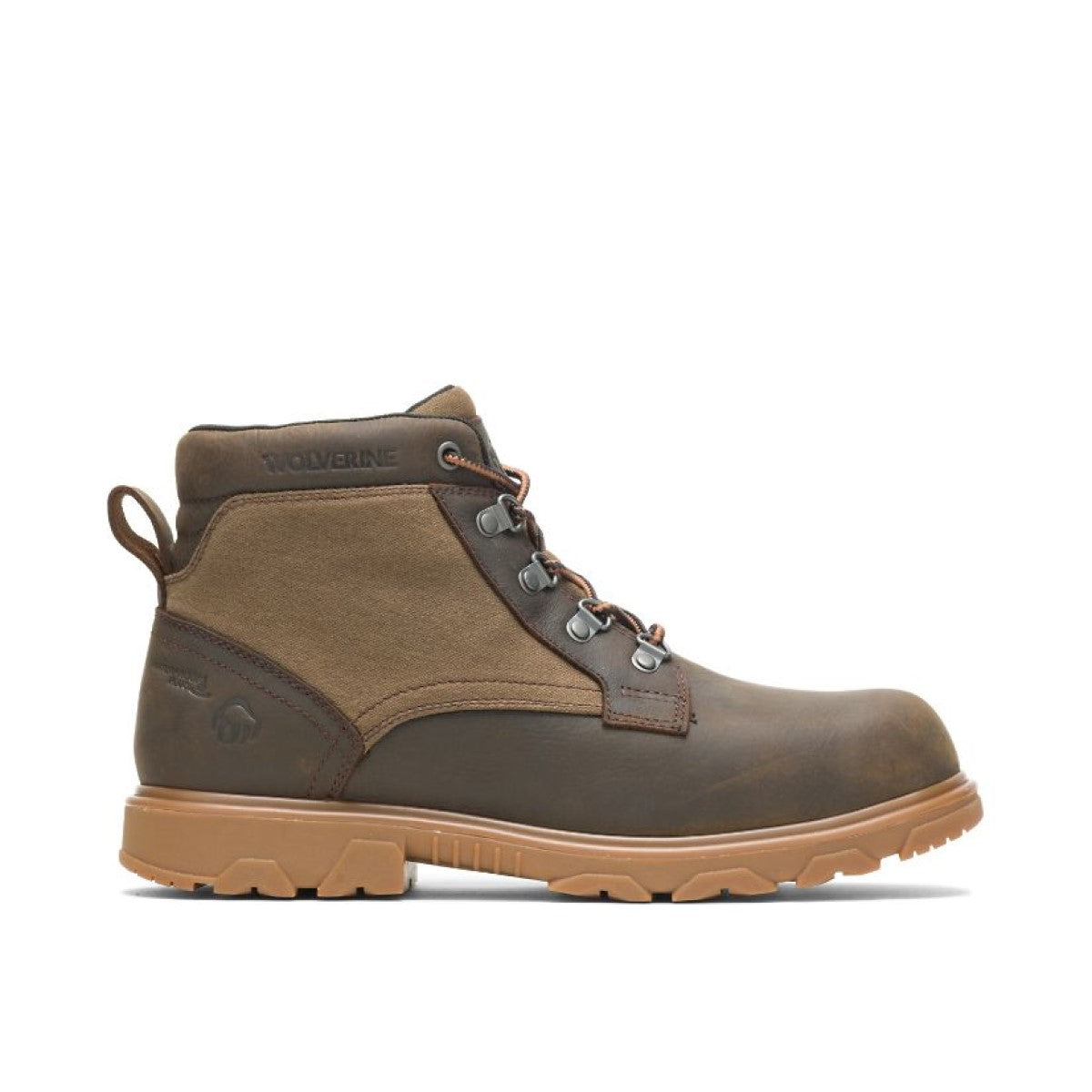 WOLVERINE W880200-EW DRUMMOND WP MN'S (Extra Wide) Coffee Leather/Canvas Work Boots