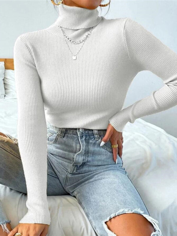 Women's turtleneck tight knit top