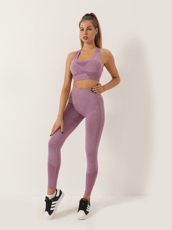 Two-piece Peach Hip Trousers Racerback Bra Vest Sports Suit