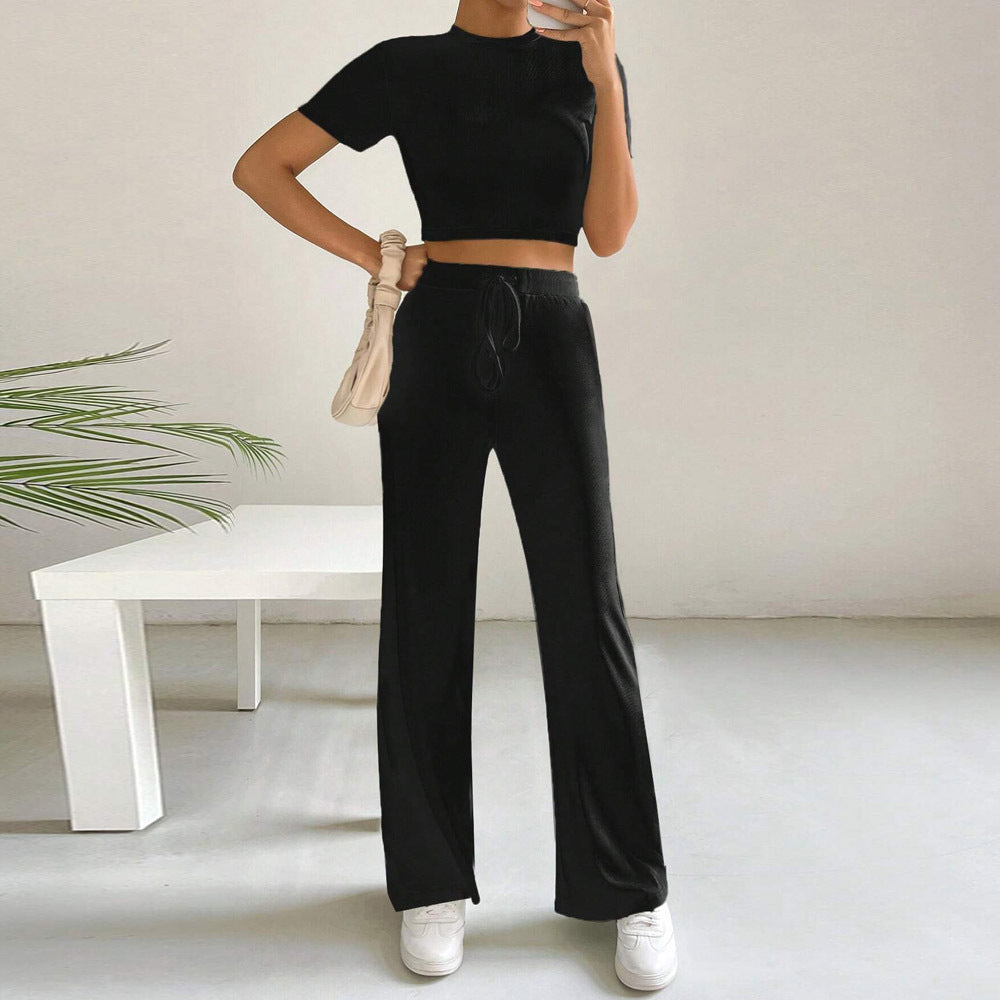 Conjunto Tejido Cozy — Top Corto + Pantalón Ancho