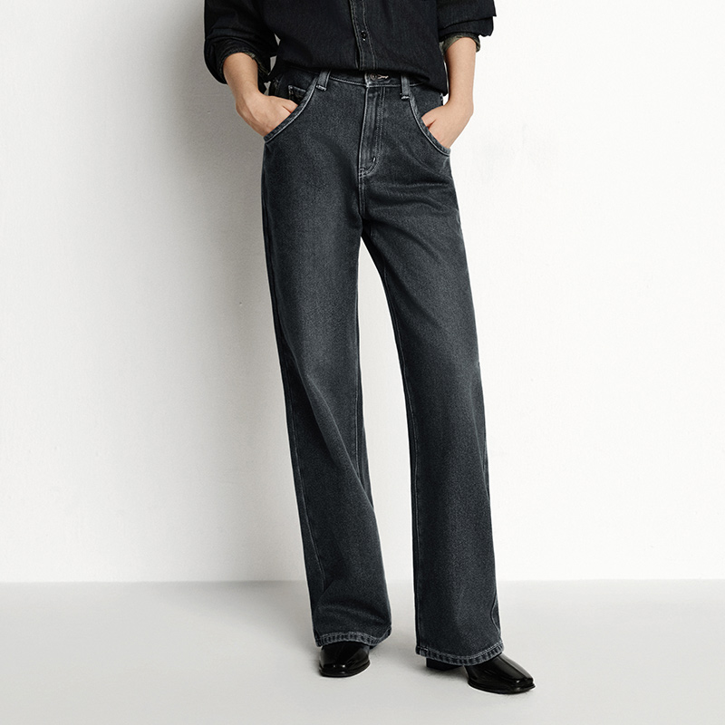 Jeans anchos de invierno con forro afelpado