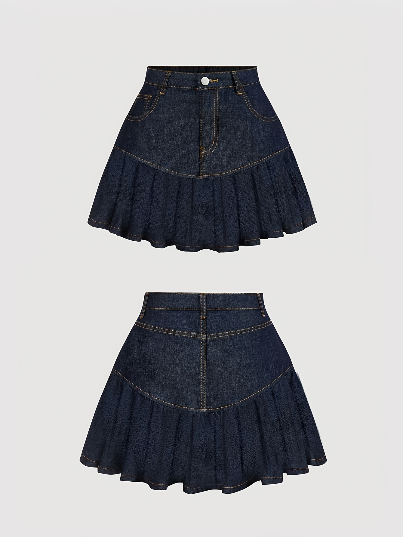 Minifalda de denim plisada
