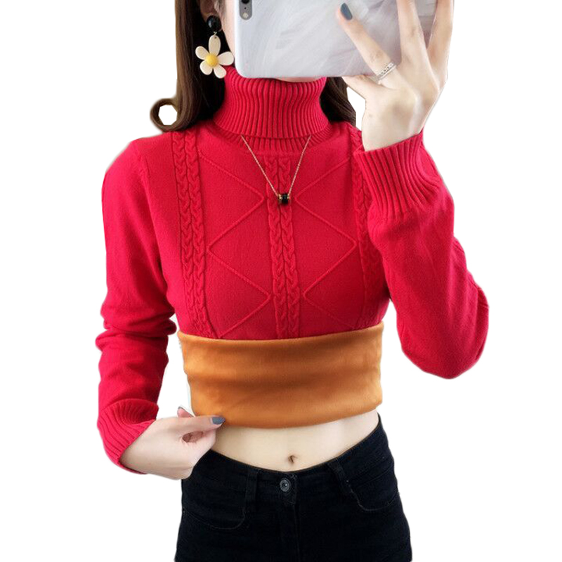 Suéter de terciopelo con cuello alto