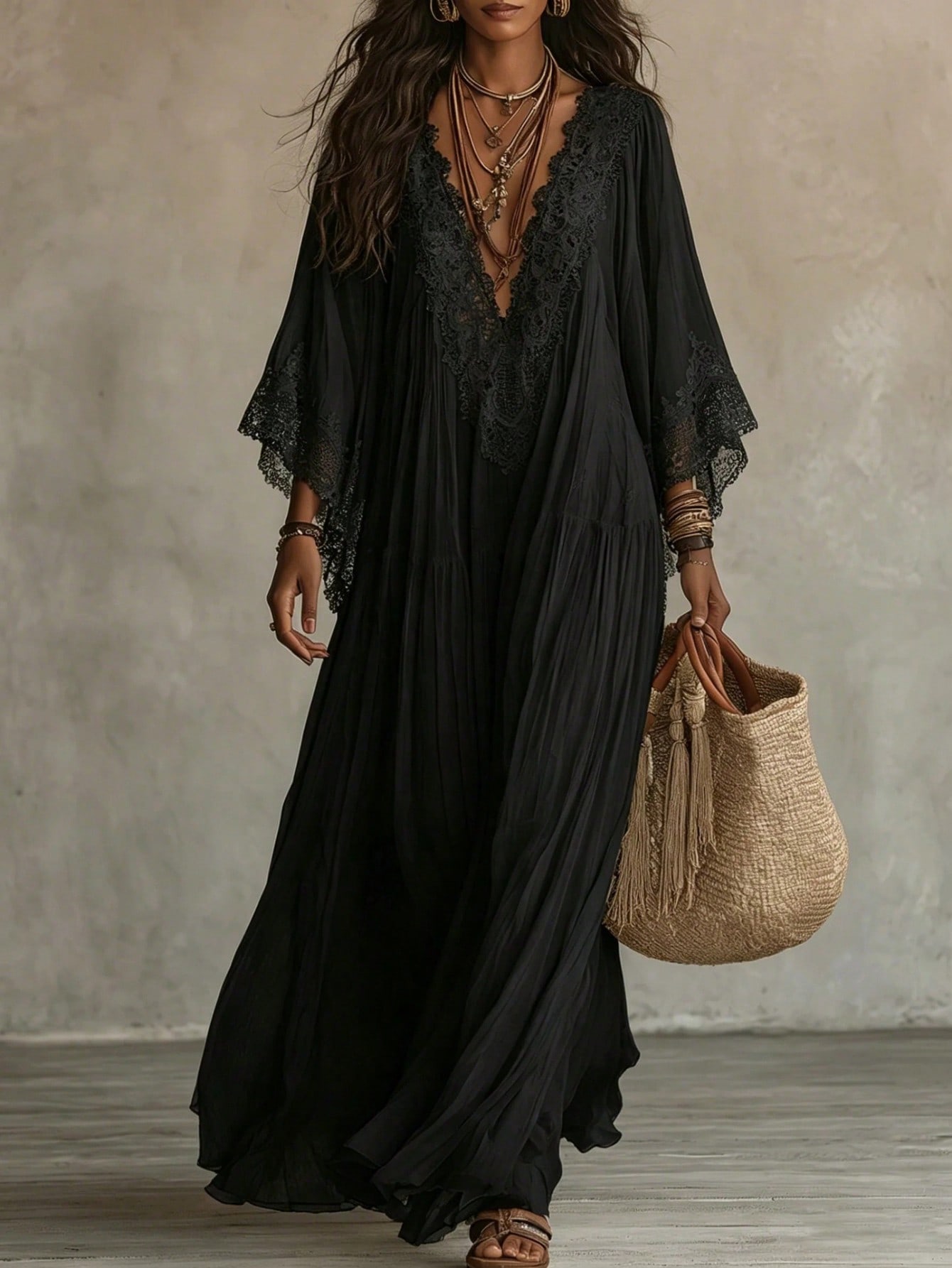 Vestido maxi de encaje